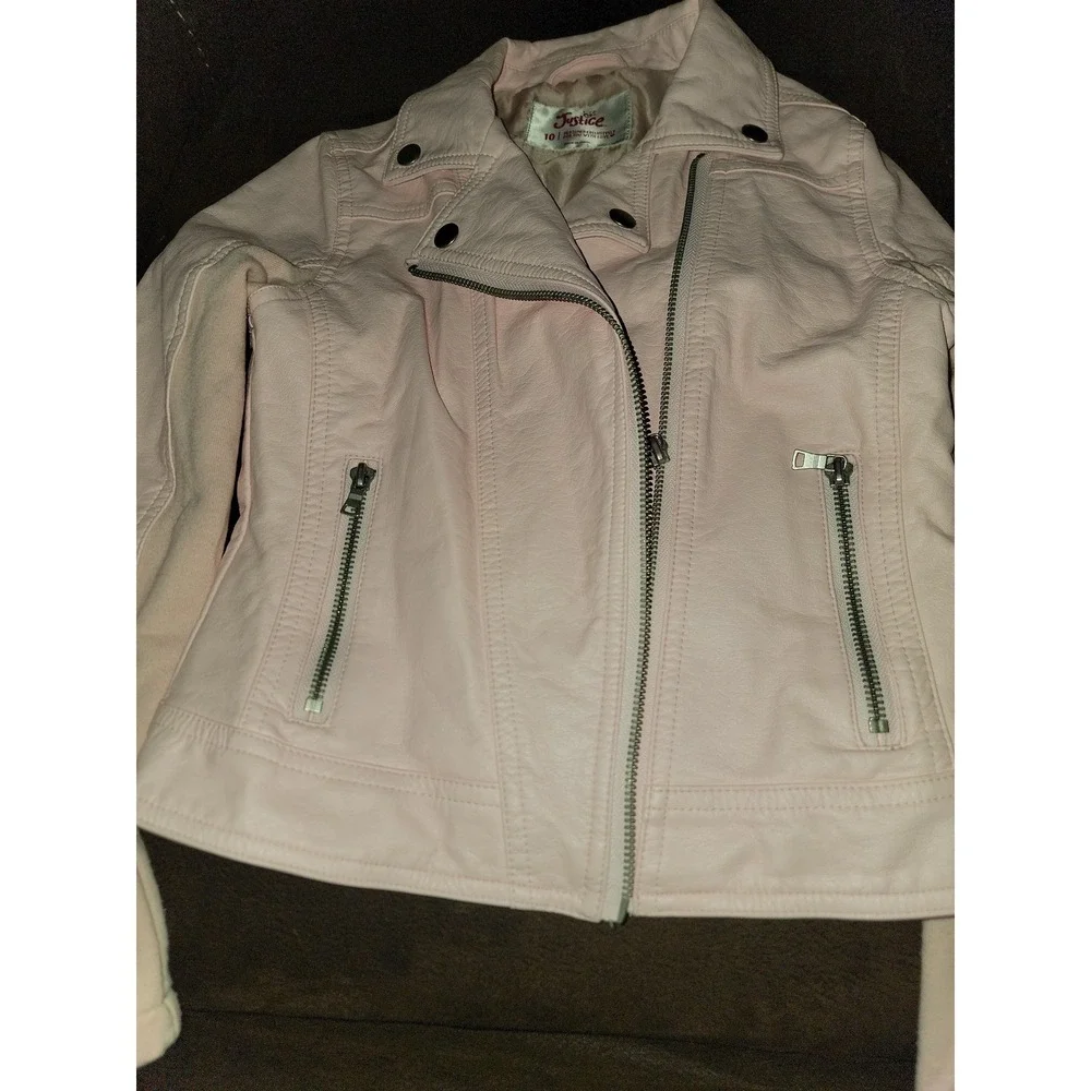 Justice pink faux leather jacket size 10‎ back to school